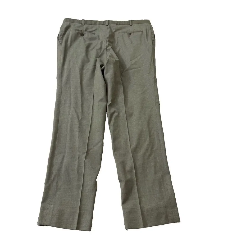 Peter Millar Wool Dress Pants Mens 42R Gray Straight Leg Flat Front Career